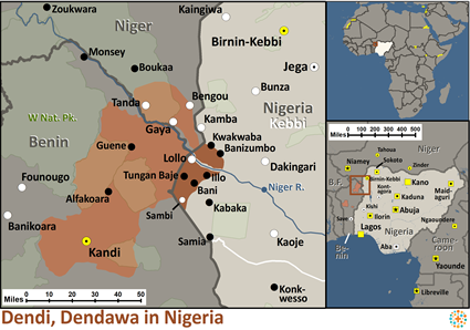 Map of Dendi, Dandawa in Nigeria