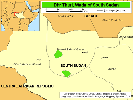 Map of Dhr Thuri, Wada in South Sudan