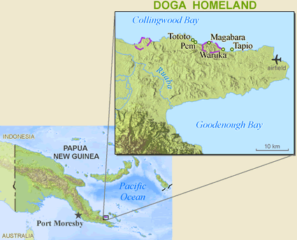 Map of Doga in Papua New Guinea