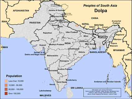 Map of Dolpa in Nepal
