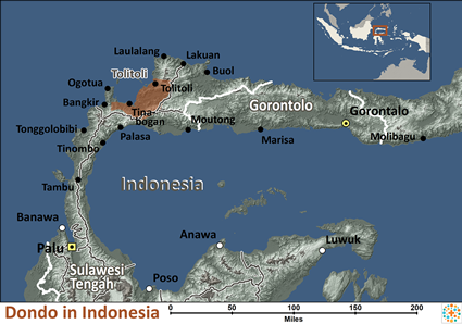 Map of Dondo in Indonesia