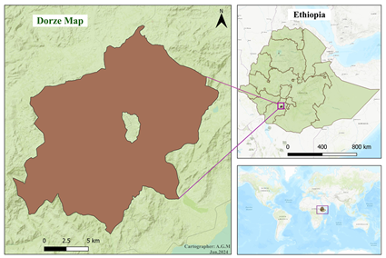 Map of Dorze in Ethiopia