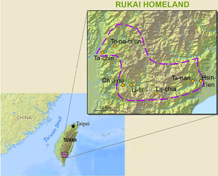 Map of Rukai, Tsalisen in Taiwan