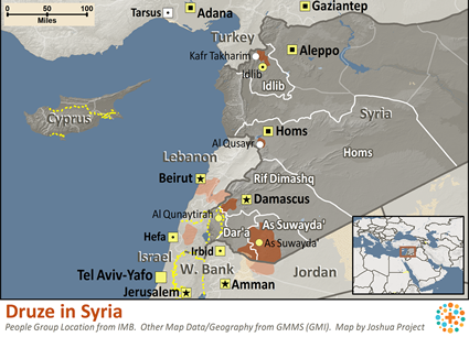 Map of Druze in Syria