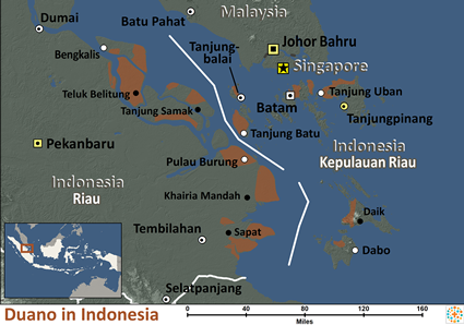 Map of Duano in Indonesia