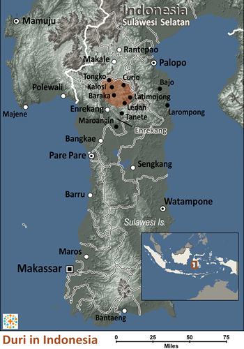 Map of Duri in Indonesia