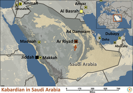 Map of Kabardian in Saudi Arabia