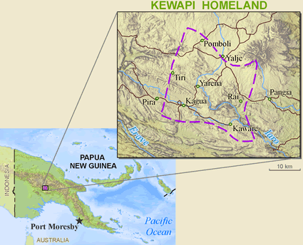 Map of Kewa, East in Papua New Guinea