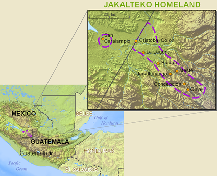 Map of Jacalteco in Guatemala