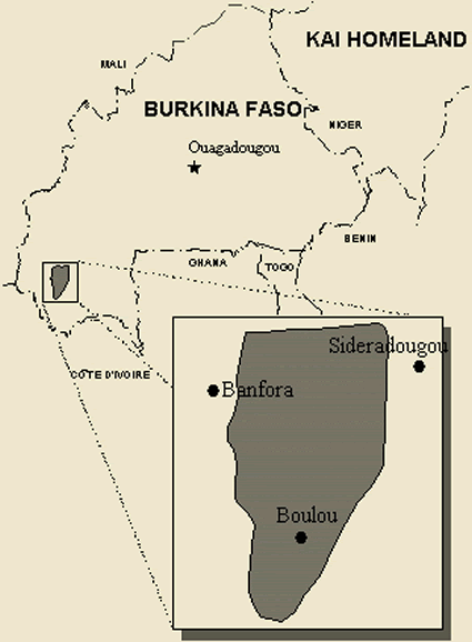 Map of Karaboro, Eastern in Burkina Faso