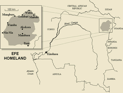 Map of Efe in Congo, Democratic Republic of