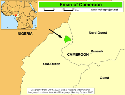 Map of Eman in Cameroon