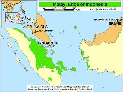 Map of Malay, Larantuka in Indonesia