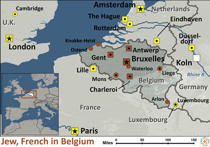 Map of Jewish, French in Belgium