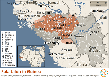 Map of Fulbe Futa in Guinea