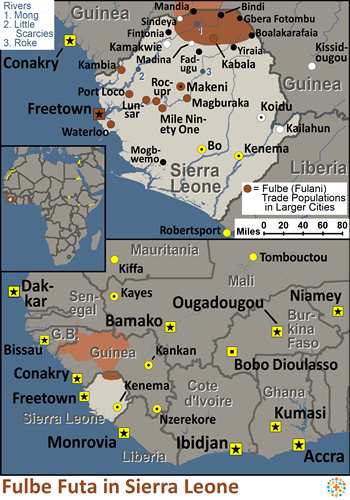 Map of Fulbe Futa in Sierra Leone