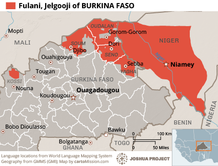 Map of Fulani, Northeastern Burkina in Burkina Faso
