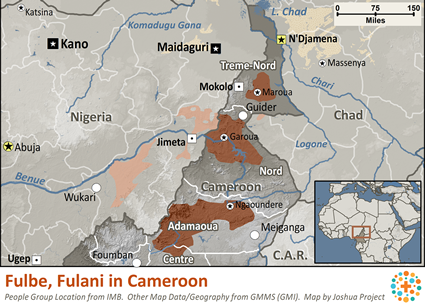 Map of Fulani, Adamawa in Cameroon