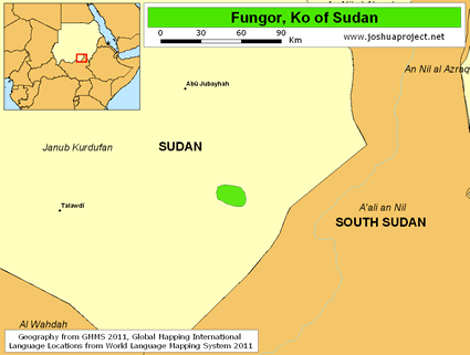 Map of Fungor in Sudan