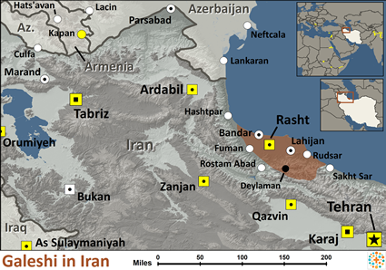 Map of Galeshi in Iran