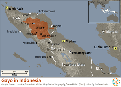 Map of Gayo in Indonesia