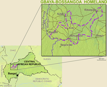 Map of Gbaya-Bossangoa in Central African Republic
