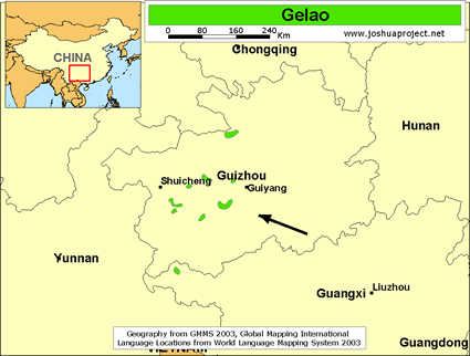 Map of Gelao in China