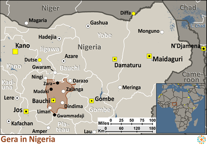 Map of Gera, Gerawa in Nigeria