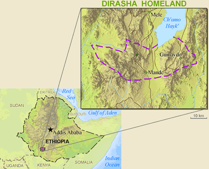 Map of Dirasha in Ethiopia