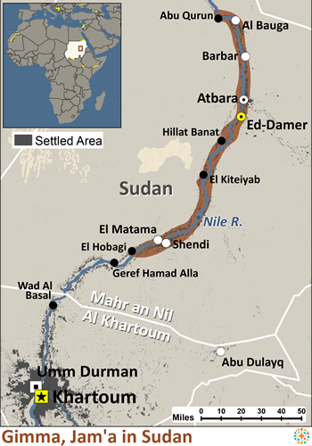 Map of Gimma, Jam'a in Sudan