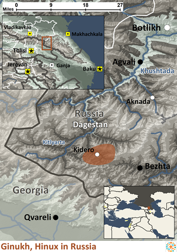 Map of Ginukh in Russia