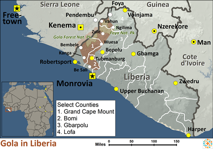 Map of Gola in Liberia