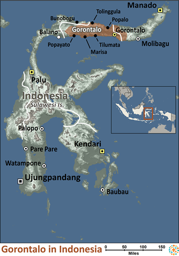 Map of Gorontalo in Indonesia