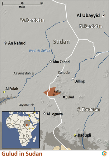 Map of Gulud in Sudan