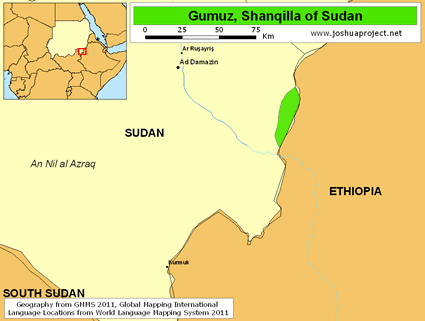 Map of Gumuz, Shanqilla in Sudan