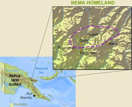 Map of Gusan in Papua New Guinea