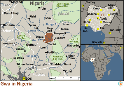 Map of Gwa in Nigeria