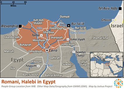 Map of Romani, Halebi in Egypt