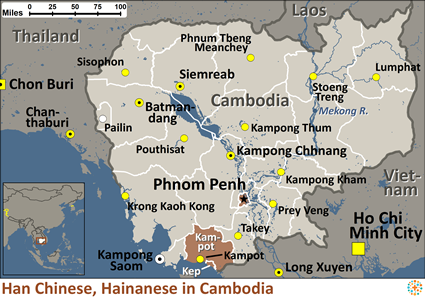 Map of Han Chinese, Hainanese in Cambodia