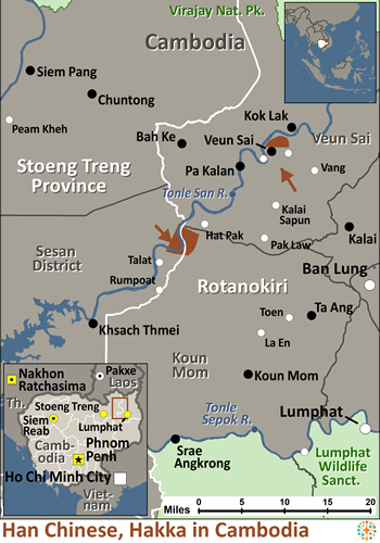 Map of Han Chinese, Hakka in Cambodia