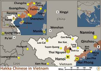 Map of Han Chinese, Hakka in Vietnam