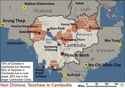 Map of Han Chinese, Teochew in Cambodia