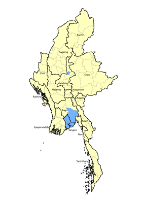 Map of Han Chinese, Cantonese in Myanmar (Burma)