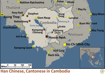 Map of Han Chinese, Cantonese in Cambodia