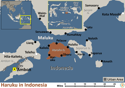 Map of Haruku in Indonesia