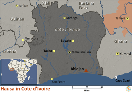 Map of Hausa in Côte d'Ivoire