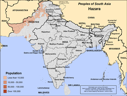 Map of Hazara unspecified in Pakistan