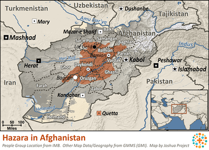 Map of Hazara in Afghanistan