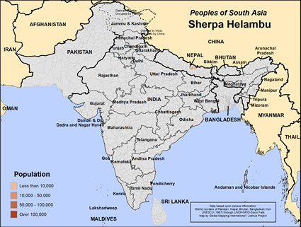 Map of Sherpa Helambu in Nepal