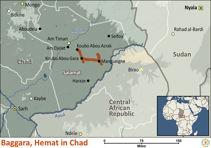 Map of Baggara, Hemat in Chad